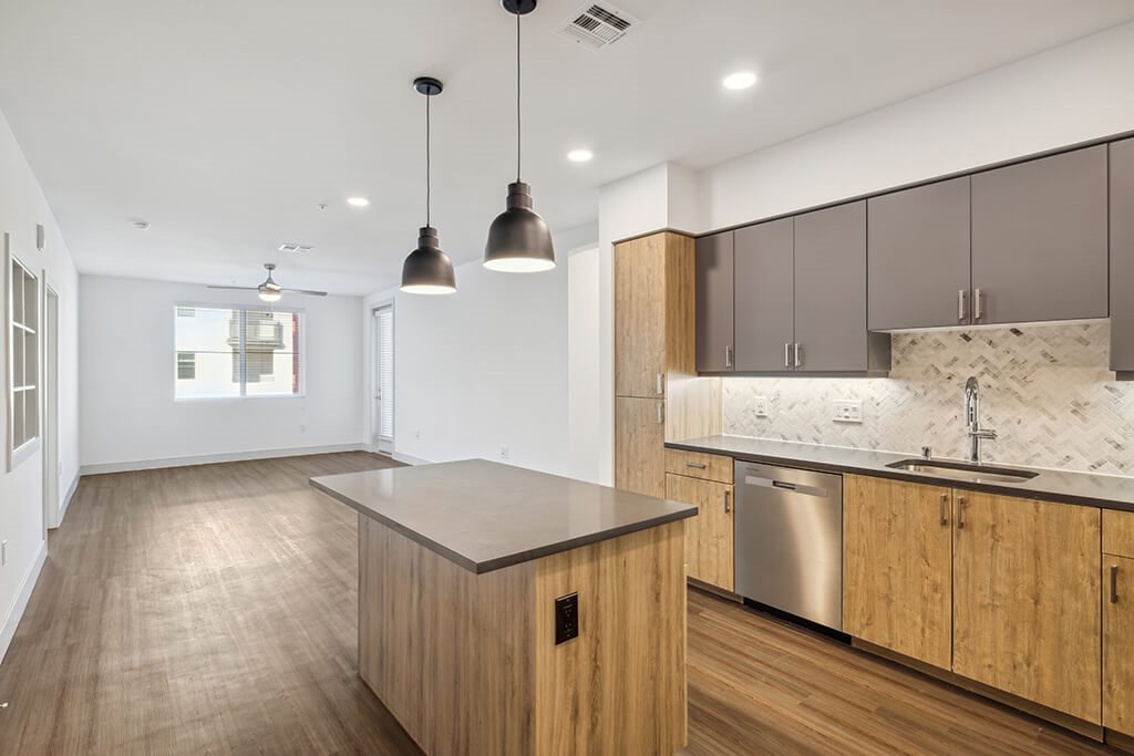 Kitchen island at The Braydon Apartments in Napa CA